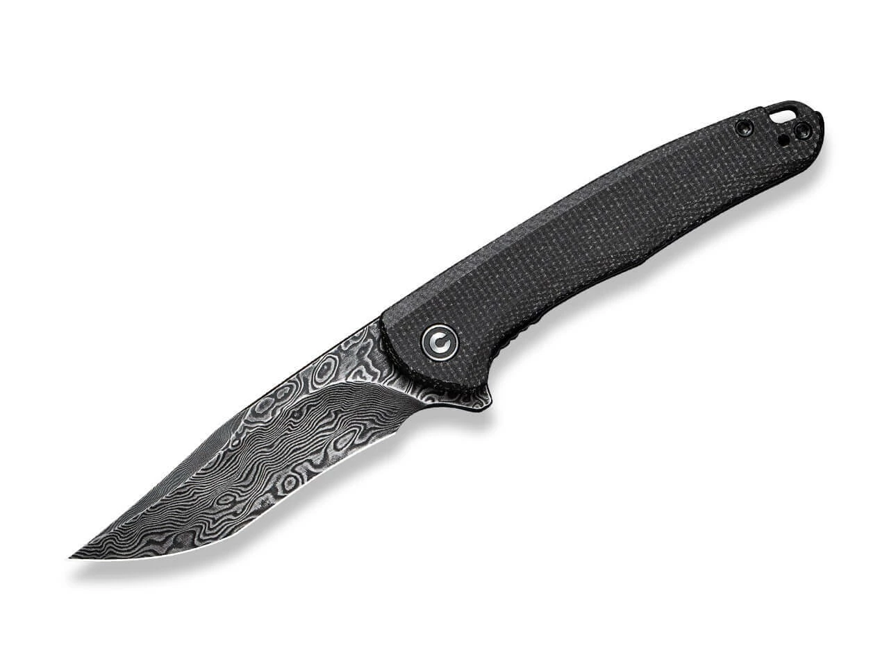Mini Sandbar Damascus Micarta Black 1 Mini Sandbar Damascus Micarta Black