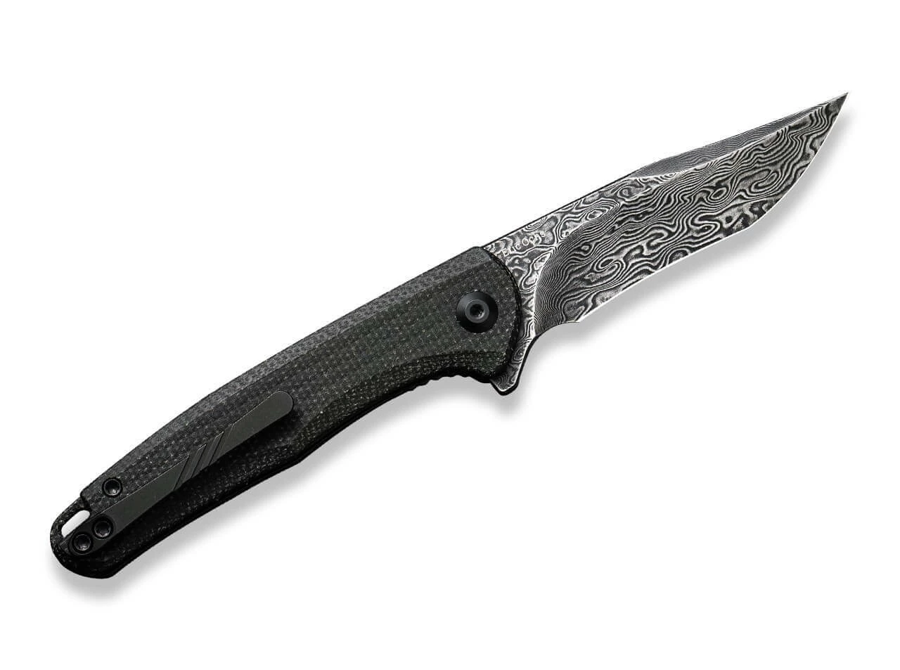 Mini Sandbar Damascus Micarta Black 2 Mini Sandbar Damascus Micarta Black – Bild 2